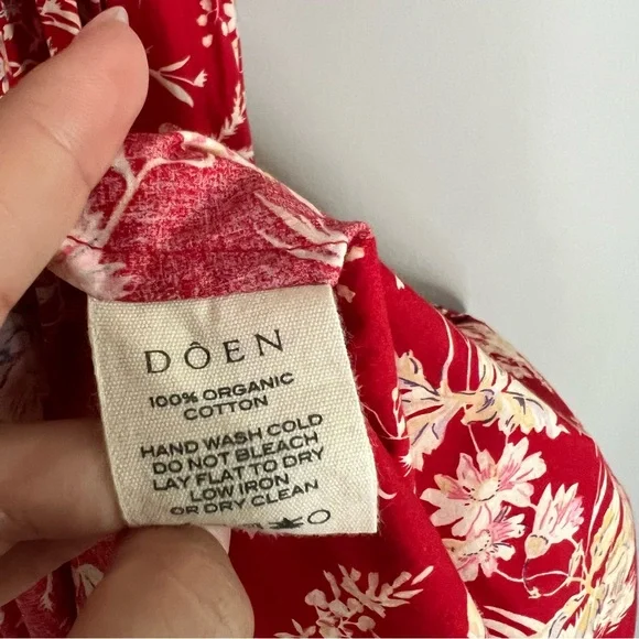 DOEN Bijou Oak Bluffs Red Floral Print Midi Dress Women's Size Small - Picture 7 of 10